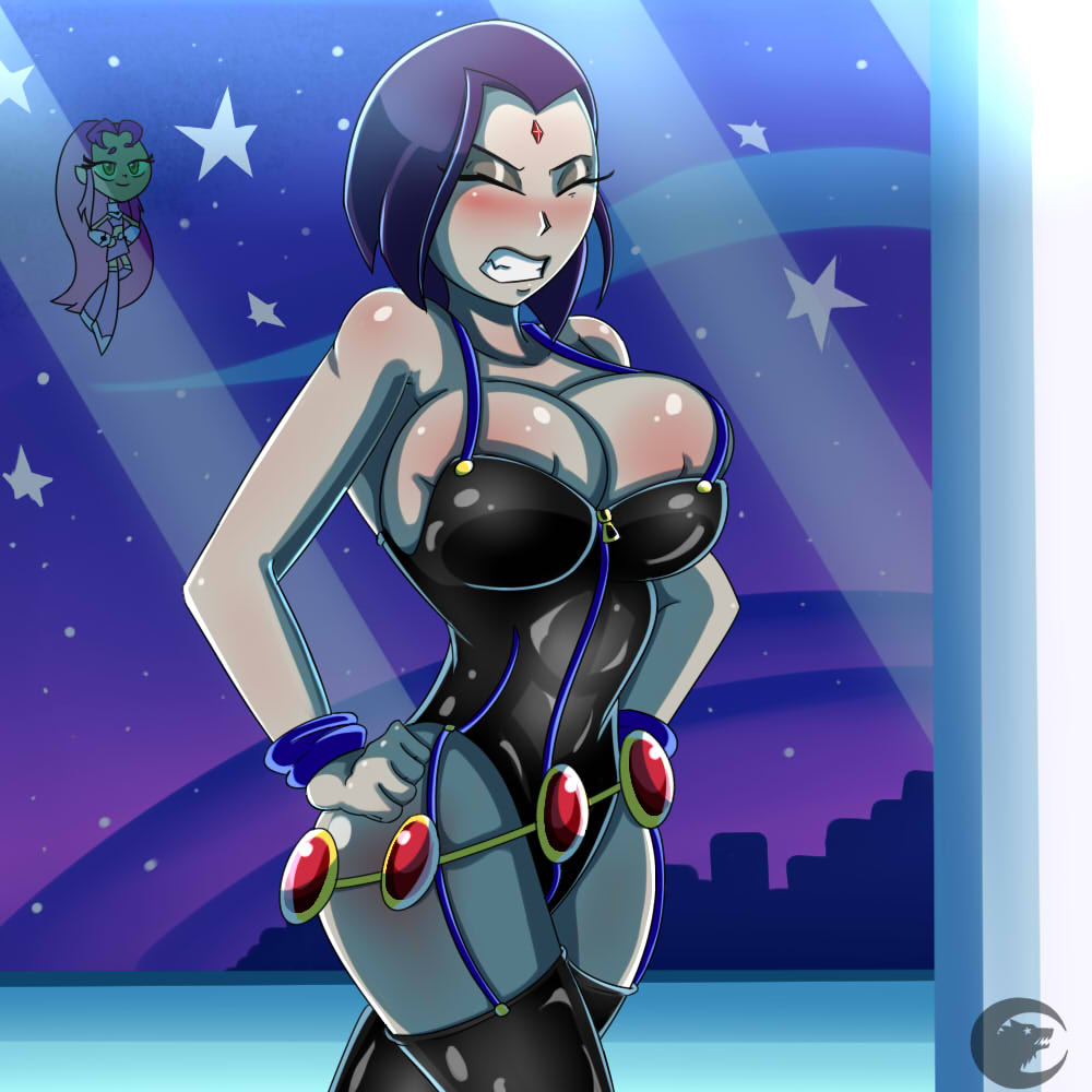 2_girls big_breasts breasts bustier cleavage corset dalley_le_alpha dc_comics female_only koriand'r rachel_roth raven_(dc) starfire tamaranean teen_titans teen_titans_go
