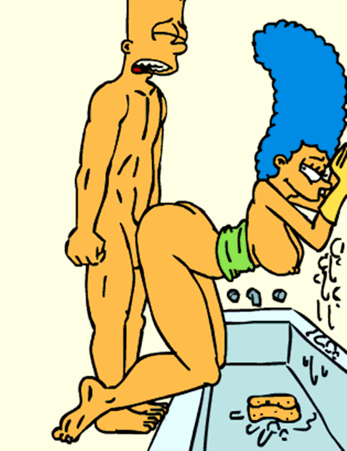 bart_simpson bouncing_breasts gif incest marge_simpson mother_and_son nickartist the_simpsons yellow_skin