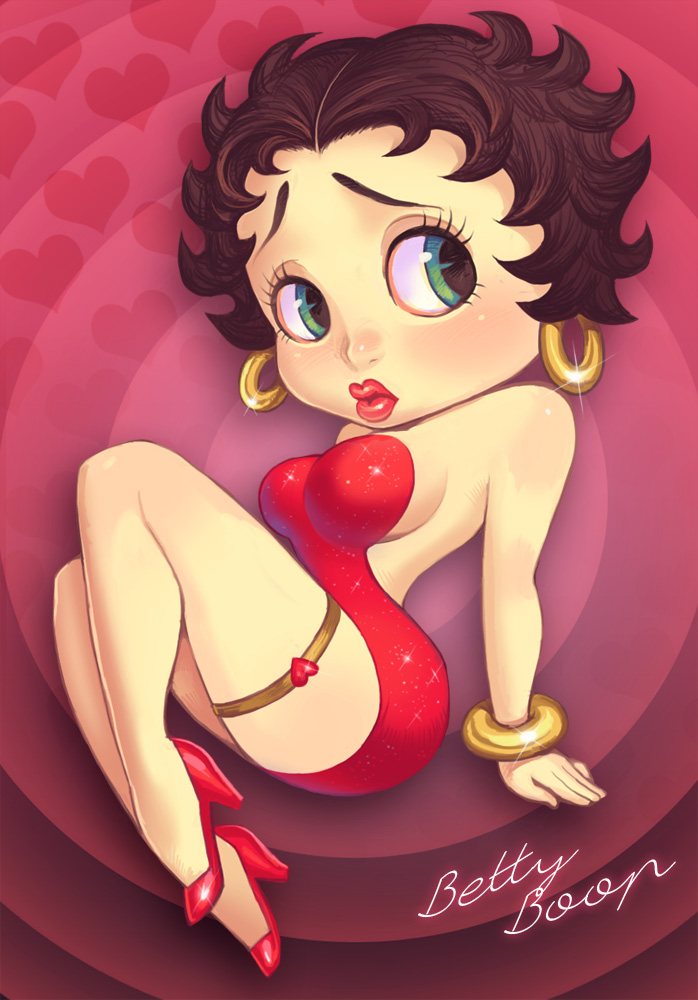 artist_request betty_boop betty_boop_(series) big_breasts breasts cleavage red_dress smile