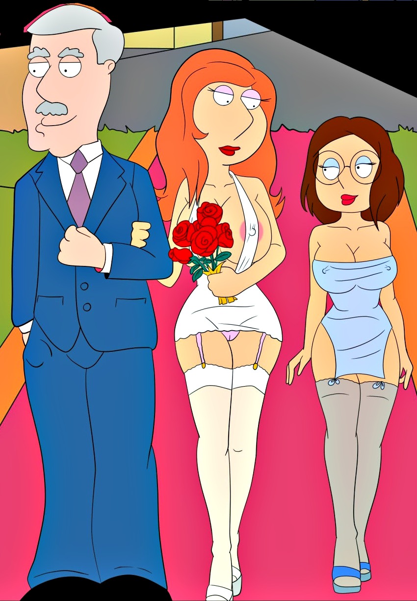 alternate_hair_style alternate_hairstyle big_breasts breasts cameltoe dress edit family_guy high_heels lois_griffin meg_griffin nipples panties stockings