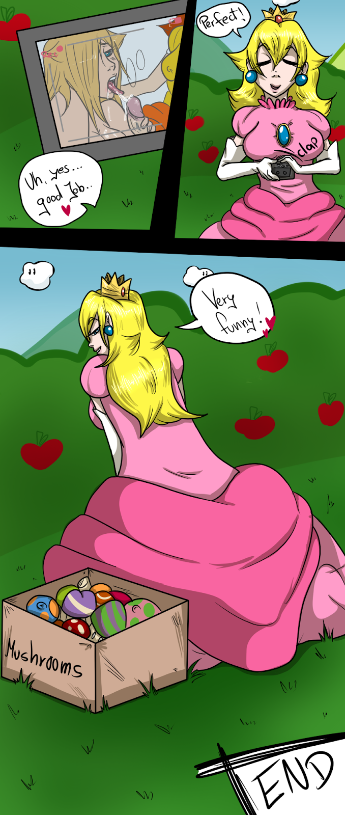 big_breasts breasts comic eente mushrooms_(comic) princess_daisy princess_peach princess_rosalina super_mario_bros. super_mario_galaxy yuri