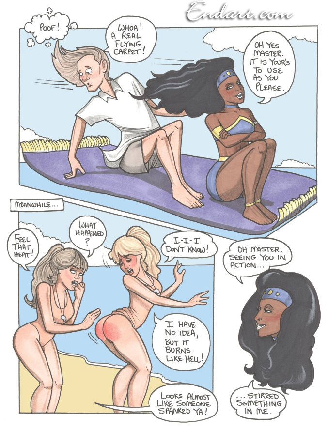 beach bikini comic comics dark_skin endart genie lamp pages spank spanked spanking story