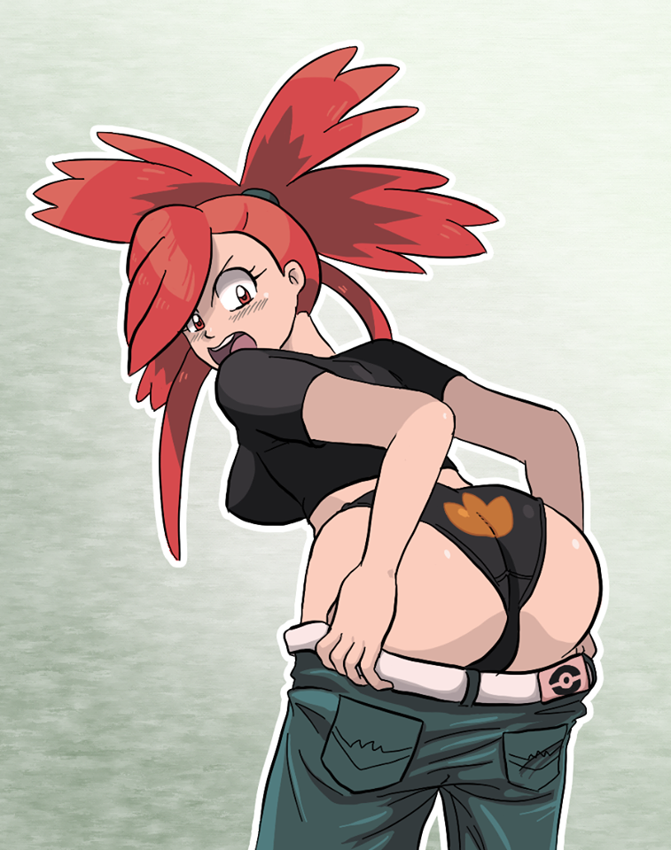 ass flannery panties pants_pull pokemon undressing