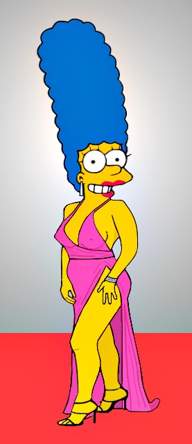 breasts dress legs marge_simpson shoes the_simpsons yellow_skin