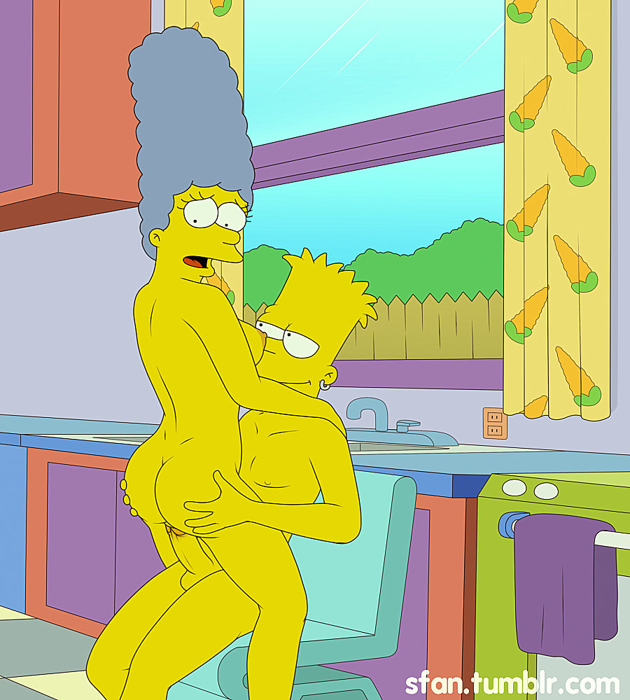 ass bart_simpson breasts dimples_of_venus eyelashes incest marge_simpson mother's_duty mother_and_son nipples nude open_mouth penis the_simpsons tongue yellow_skin