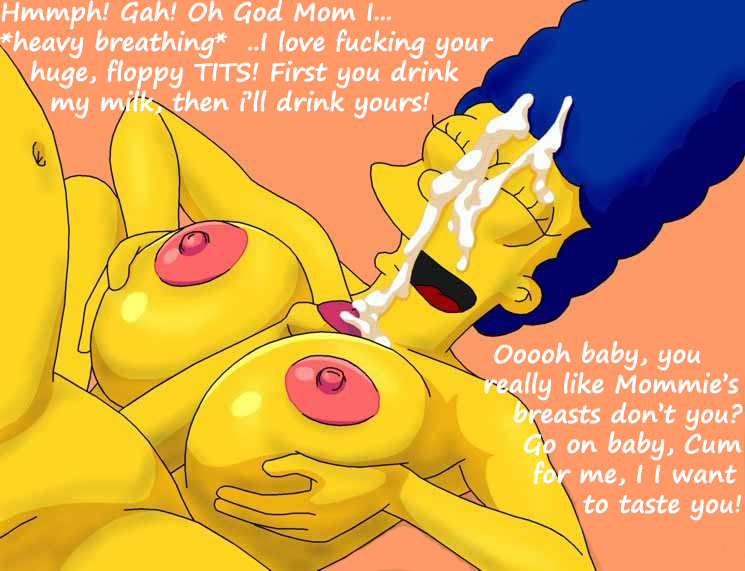 bart_simpson blue_hair breasts cum cum_on_face ejaculate evilweazel_(artist) facial incest marge_simpson mother's_duty mother_&amp;_son mother_and_son paizuri pink_areolae solo_focus text the_simpsons yellow_skin