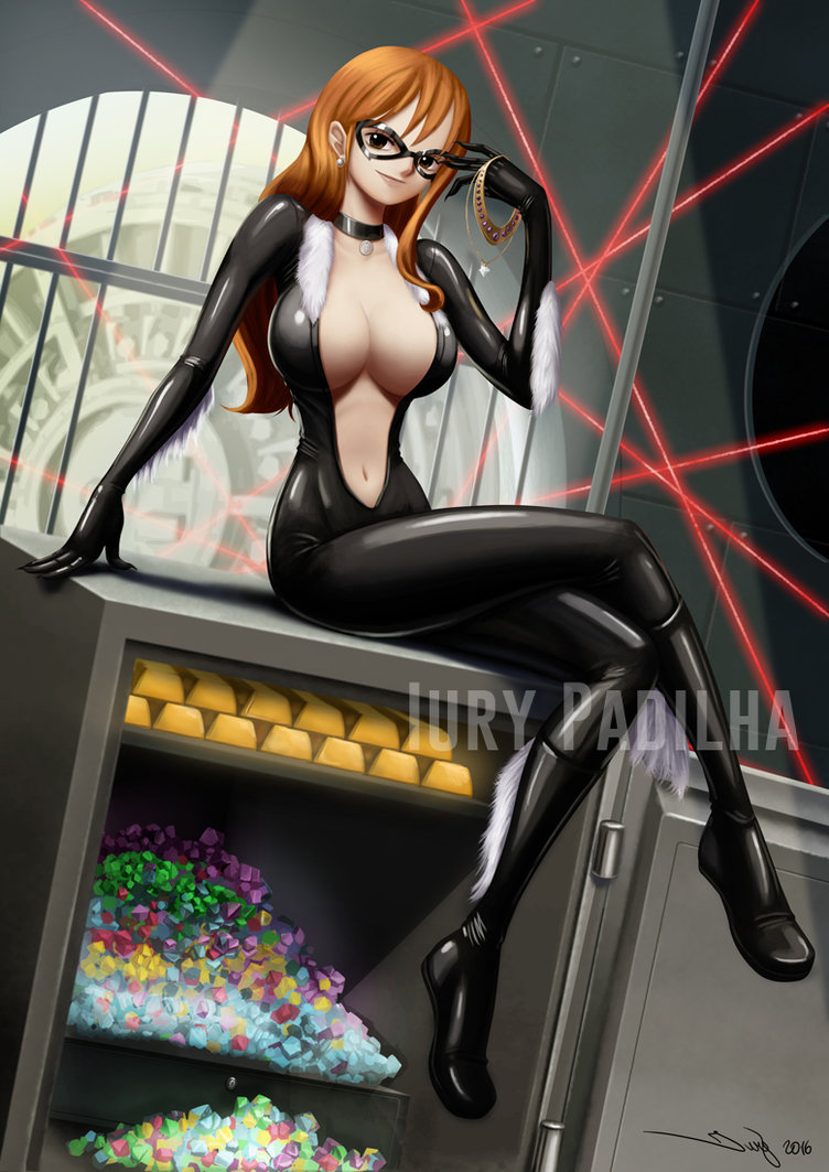 1girl 2016 black_cat black_cat_(cosplay) choker cosplay felicia_hardy female_only gem gold iury_padilha marvel marvel_comics nami necklace one_piece spider-man_(series)