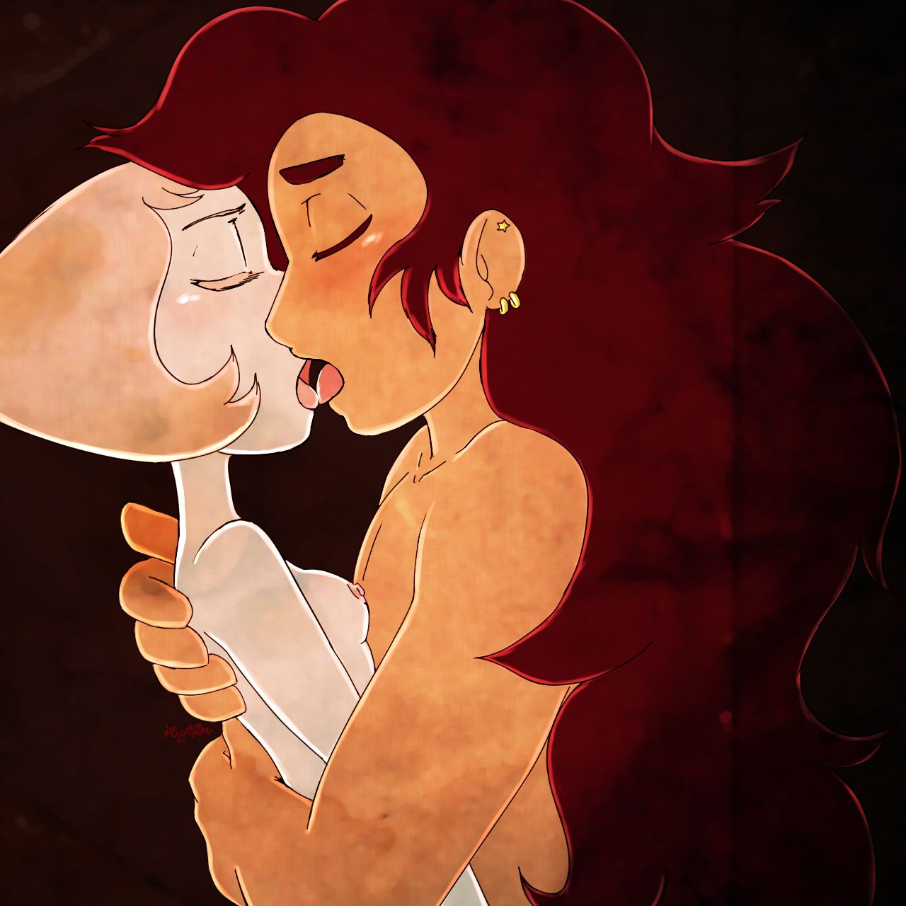 breasts closed_eyes greg_universe kissing nipples nude pearl pearl_(steven_universe) pussy steven_universe