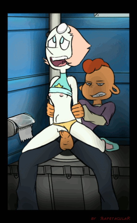 arm_grab arm_hold ass bathroom breasts cartoon_network gif girl_on_top lars lars_barriga loop nipples panties_aside pearl pearl_(steven_universe) pussy reverse_cowgirl_position riding sex small_breasts steven_universe vaginal