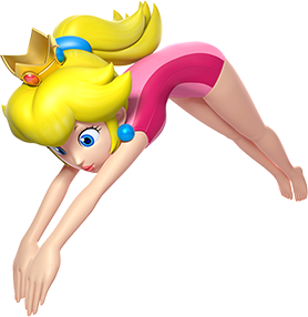 1girl 1girl 1girl 3d barefoot full_body grey_background leotard mario_&amp;_sonic_at_the_olympic_games mario_&amp;_sonic_at_the_rio_2016_olympic_games nintendo official_art one-piece_swimsuit princess_peach super_mario_bros. swimsuit