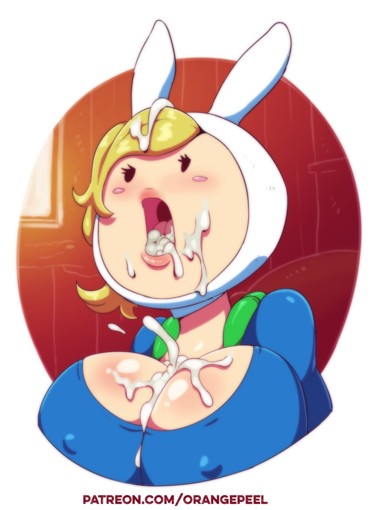 adventure_time breasts cum cum_in_mouth cum_on_face fionna_the_human open_mouth orange-peel