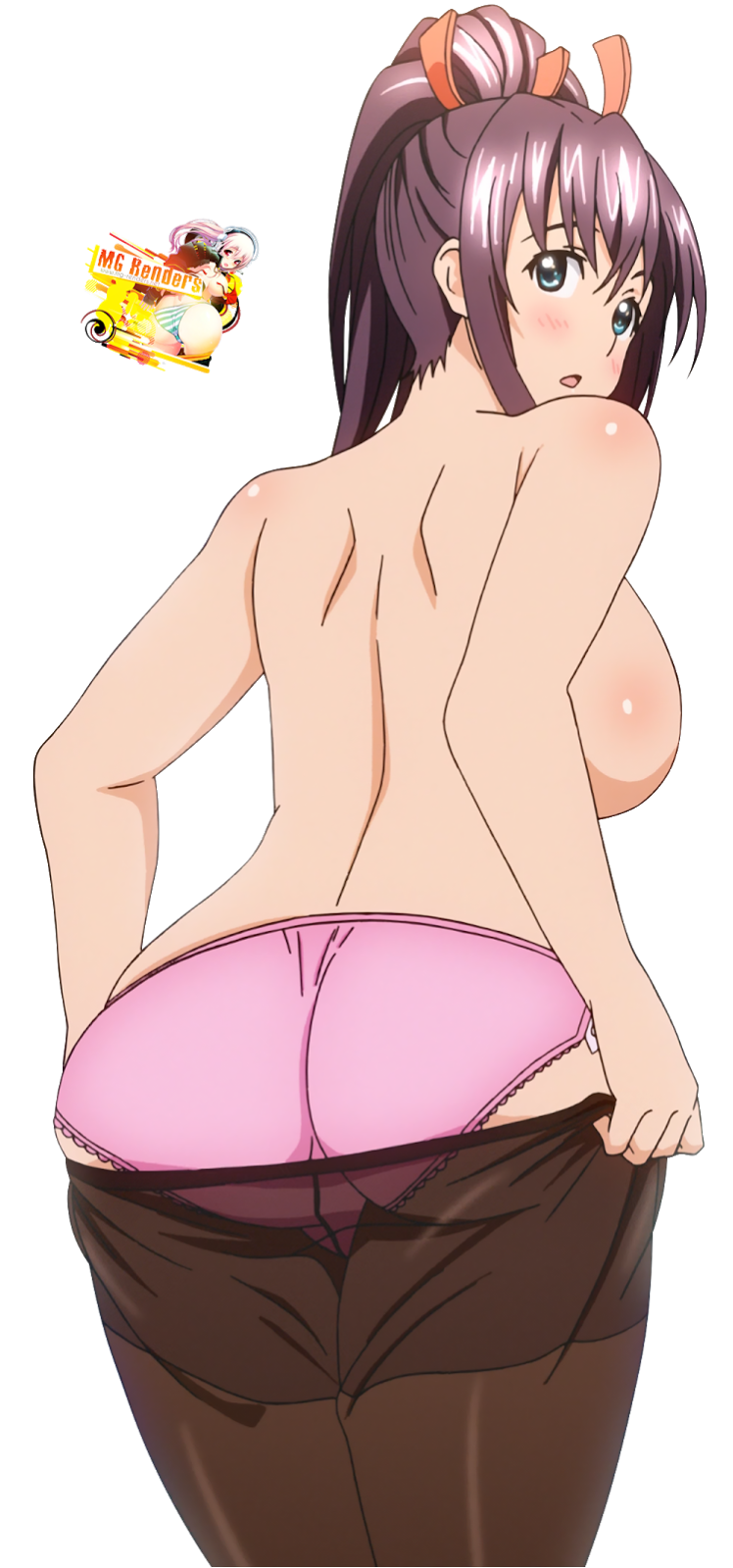 amaya_haruko anime ass breasts ecchi hentai maken-ki! panties pants_pull sideboob topless undressing