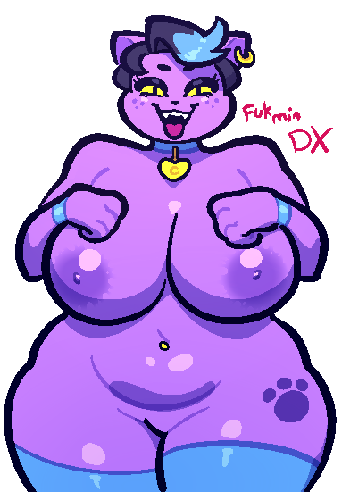 1girl 1girl anthro areola big_breasts breasts cat catty_(undertale) erect_nipples feline fukmin-dx furry huge_breasts mammal nipples nude overweight pussy undertale video_games