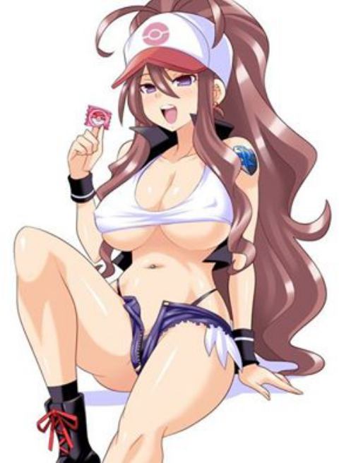big_breasts breasts condom hilda huge_breasts pokemon pokemon_bw touko_(pokemon)