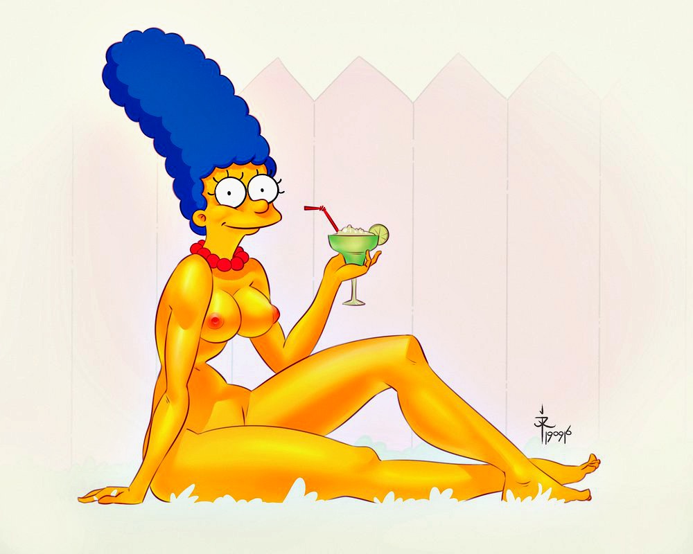 ass big_breasts breasts marge_simpson nude the_simpsons yellow_skin