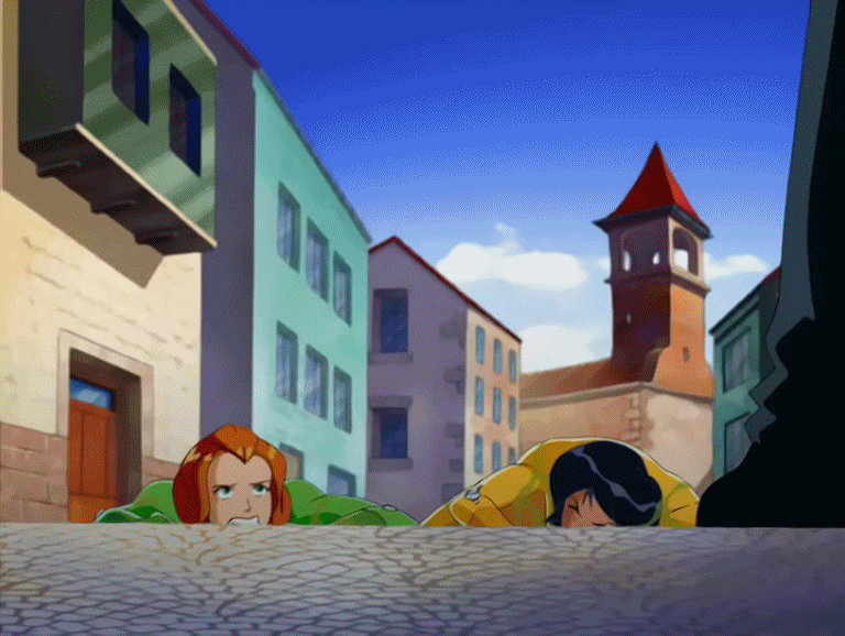alex_(totally_spies) all_fours angry ass clover_(totally_spies) gif oil panning_right sam_(totally_spies) slide slip teeth top-down_bottom-up totally_spies