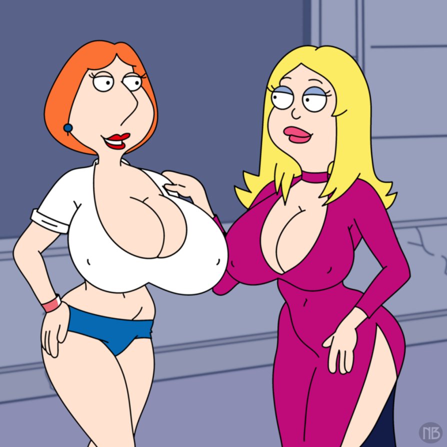 american_dad big_ass big_breasts blonde_hair breasts cougar dat_ass dress family_guy francine_smith hair huge_breasts lois_griffin milf nano_baz red_hair small_clothes