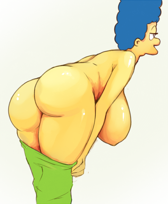 ass big_ass big_breasts blue_hair breasts fuckable huge_ass huge_breasts marge_simpson pbrown the_simpsons whoa_look_at_those_magumbos yellow_skin