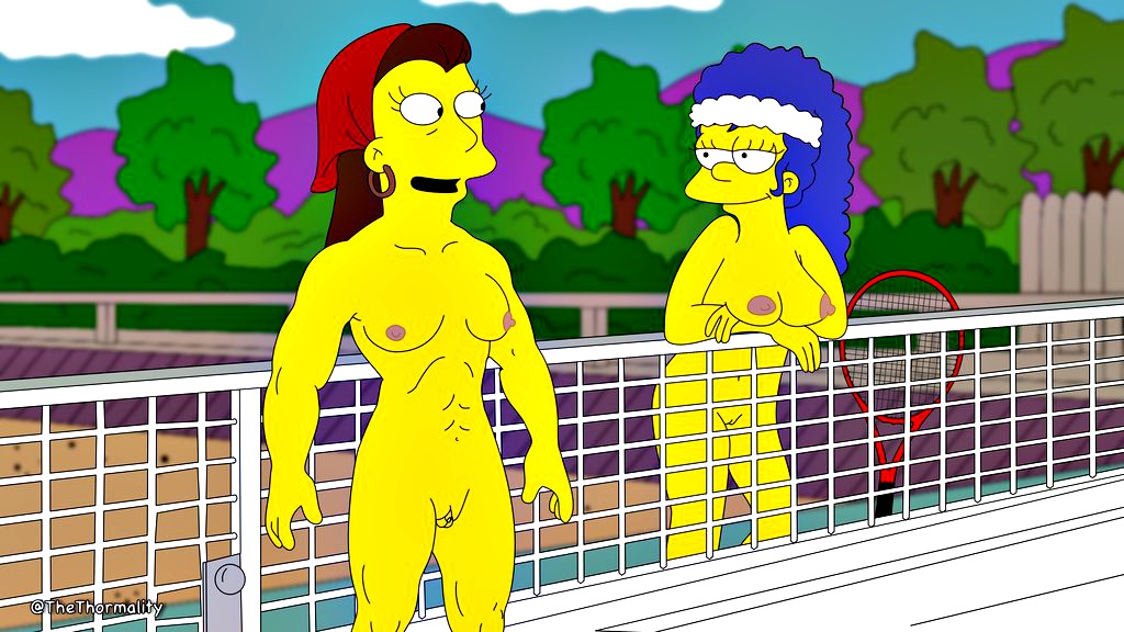 big_breasts big_nipples breasts marge_simpson nude shaved_pussy the_simpsons yellow_skin