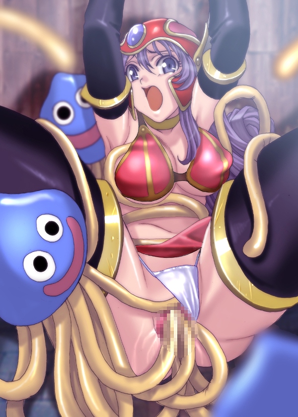 1girl :d :o armlet armor armpits arms_up bangs bikini_armor black_eyes black_gloves black_legwear bra breast_grab breasts censored choker chunsoft cleavage clothed_sex dragon_quest dragon_quest_iii elbow_gloves enix fingering gem gloves grabbing group_sex healslime helm helmet hoimi_slime ichijiku lingerie long_hair monster mosaic mosaic_censoring multiple_insertions open_mouth panties panties_aside penetration purple_eyes purple_hair pussy pussy_juice rape red_eyes restrained sex slime smile soldier_(dq3) solo square_enix tentacle tentacles tentacles_under_clothes thighhighs thong underboob underwear video_game_character video_game_franchise white_panties winged_helmet