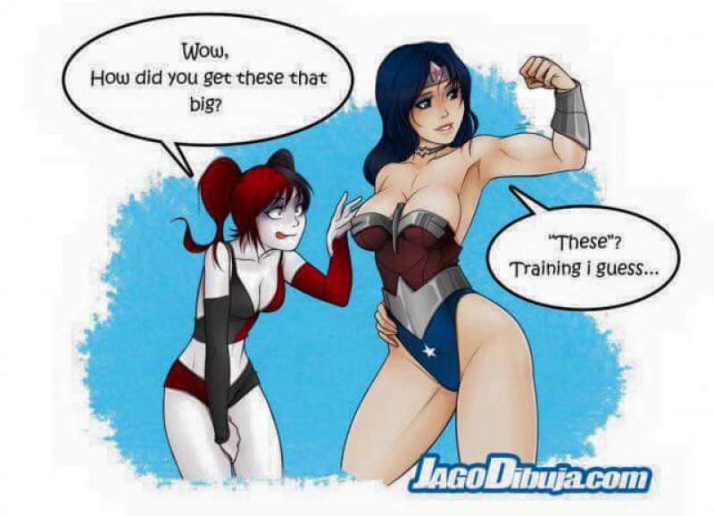 batman_(series) breasts cleavage comic dc dc_comics harley_quinn jago_(artist) superhero wonder_woman