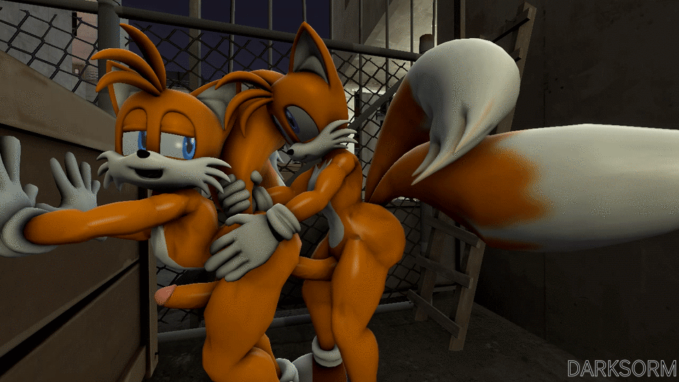 3d against_the_wall alley anal ass bent_over big_ass darksorm dual_persona from_behind hand_on_ass looking_back miles_"tails"_prower nude penis sega selfcest