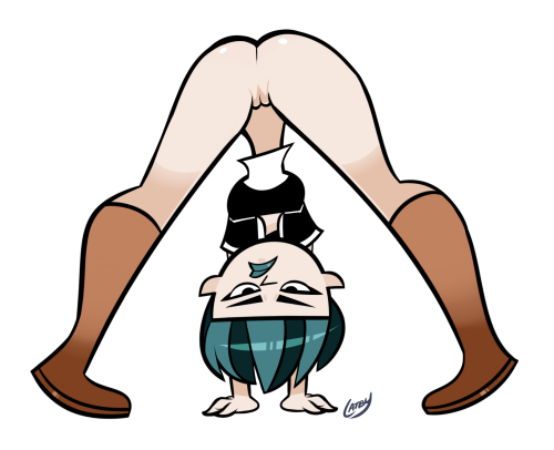 ass black_eyes black_hair bottomless breasts cartoon_network dyed_hair goth green_hair gwen_(tdi) hourglass_figure lookatthatbuttyo pale-skinned_female thick_ass thick_legs thick_thighs total_drama_island two_tone_hair wasp_waist