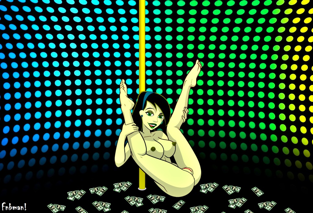 big_breasts breasts fnbman kim_possible money nude shaved_pussy shego spreading stripper_pole