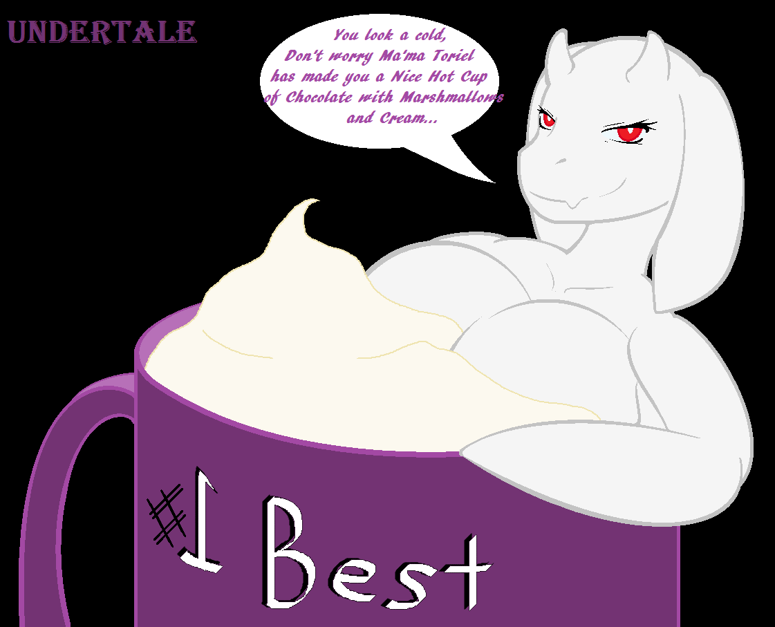 1girl anthro breasts caprine fangs furry goat horn lil_scooter56 mammal mature_female nude red_eyes simple_background text toriel undertale video_games