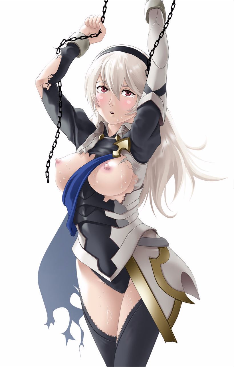1girl arms_up big_breasts breasts chains corrin_(fire_emblem) female_corrin fire_emblem_fates fire_emblem_if looking_at_viewer my_unit my_unit_(fire_emblem_if) white_hair