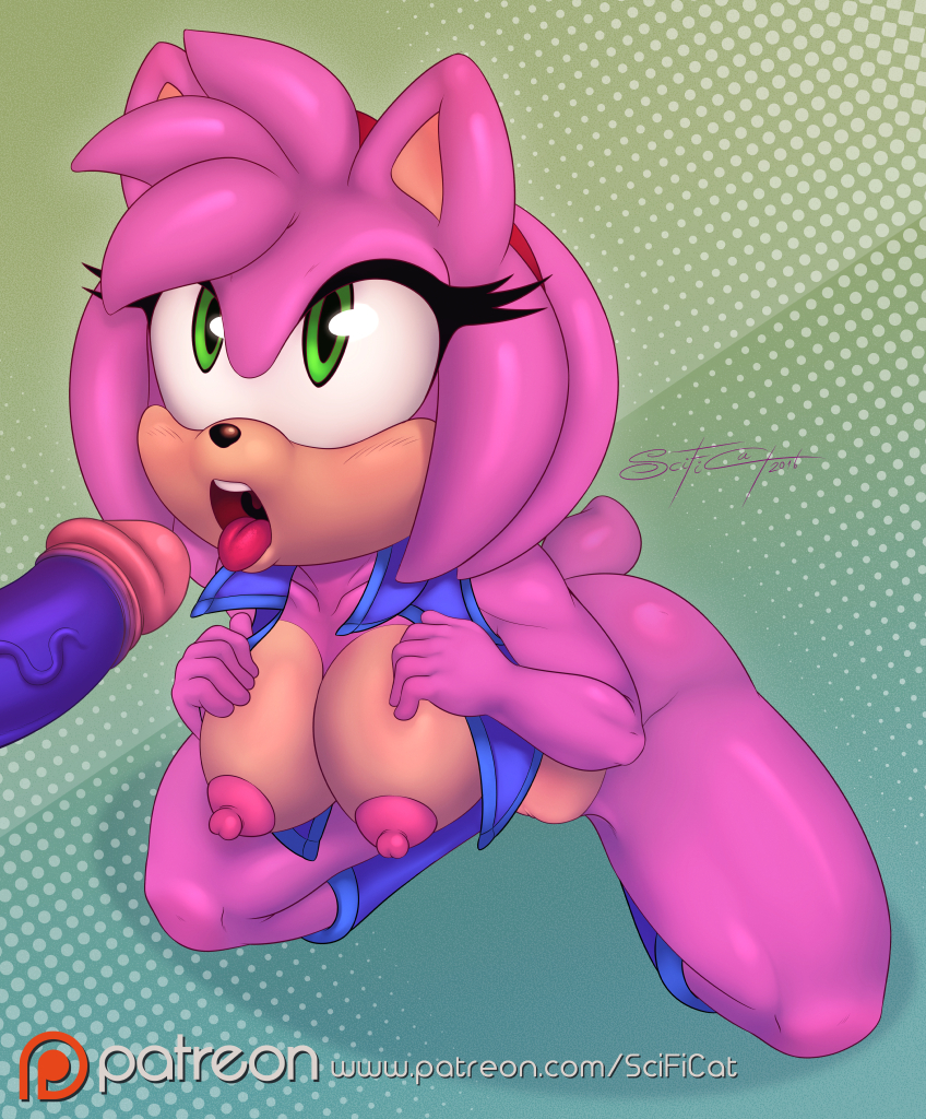 1girl 2016 amy_rose anthro areola big_breasts breasts duo erect_nipples erection furry hedgehog male mammal nipples nude penis pussy scificat sega sonic_the_hedgehog