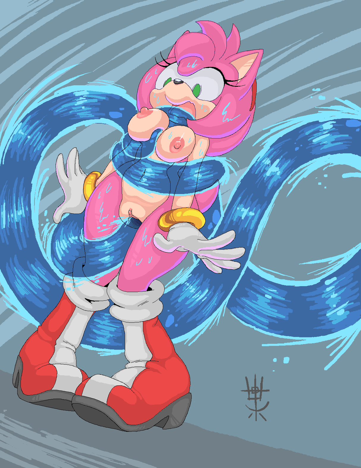 1girl amy_rose anthro breasts chaos chaos_(sonic) clothing forced gloves green_eyes hairband hedgehog high_res mammal nipples nude penetration pink_body pink_hair pussy rape sega sex sif sif_(artist) signature sonic_the_hedgehog_(series) tentacle tentacle_rape vaginal vaginal_penetration