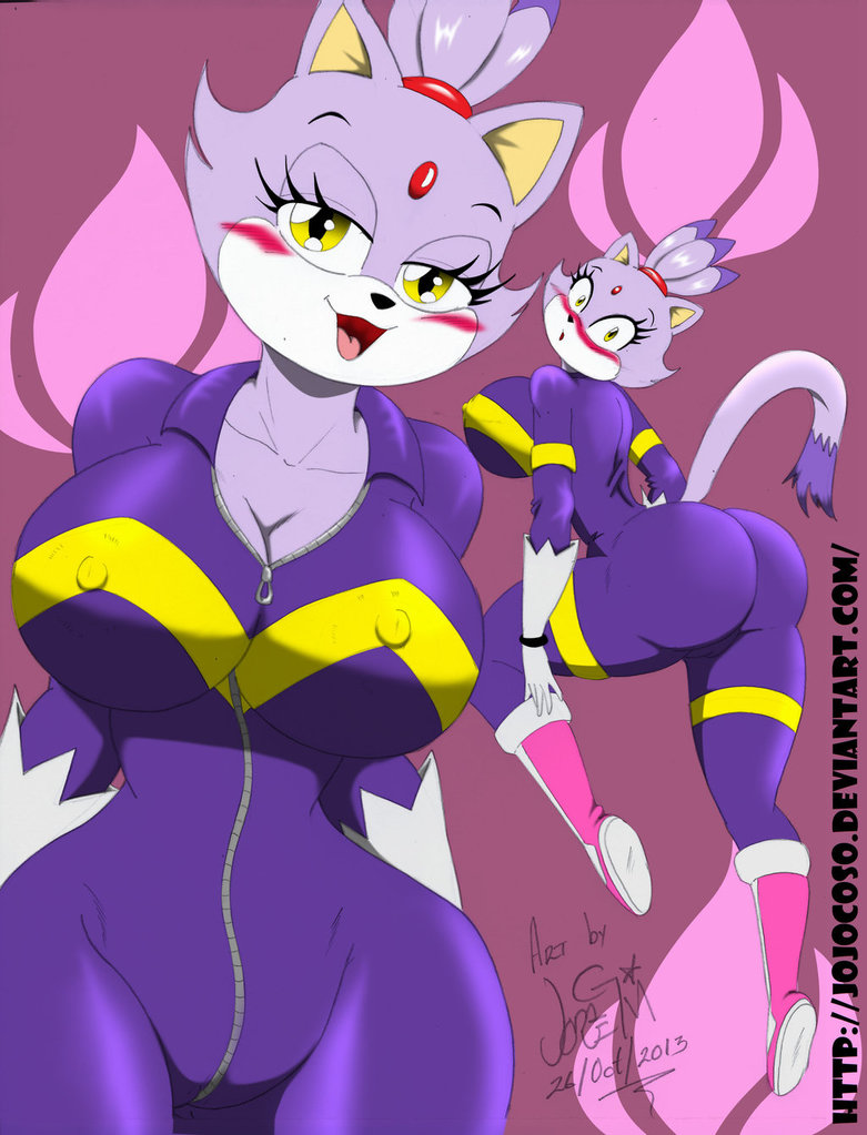 1girl anthro ass big_ass big_breasts blaze_the_cat blush bodysuit boots breasts cat clothed clothing feline footwear fur furry gloves legwear mammal migueruchan nipples purple_fur red_jewel sega simple_background skinsuit thigh_high_boots tight_clothing wide_hips yellow_eyes