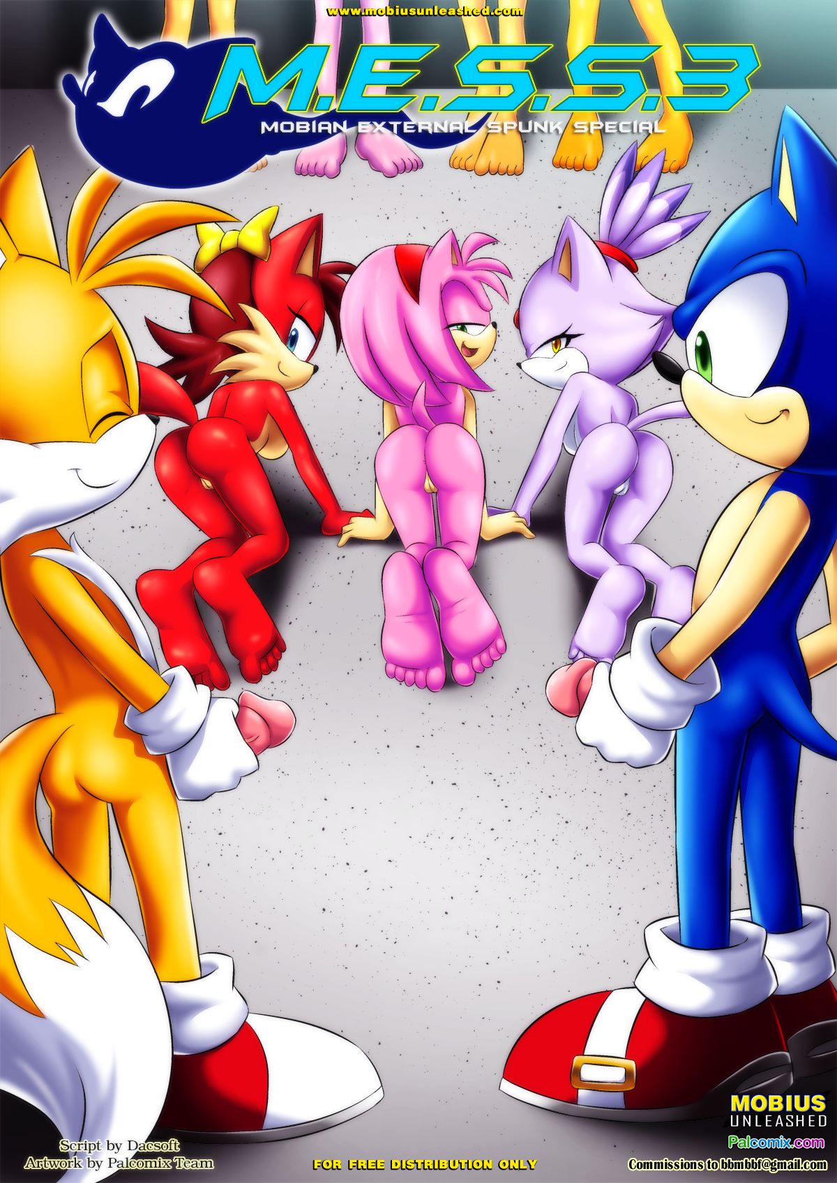 amy_rose archie_comics bbmbbf blaze_the_cat comic cover_page fiona_fox m.e.s.s._3 miles_"tails"_prower mobius_unleashed multiple_tails palcomix sega sonic_(series) sonic_the_hedgehog sonic_the_hedgehog_(series) tail