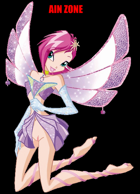 1girl black_background clothed female female_only gloves hairless_pussy kneeling no_panties on_knees pussy skirt skirt_lift tecna wings winx_club