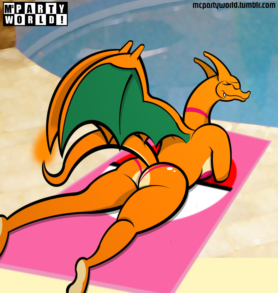 ass big_ass bikini charizard furry mcpartyworld pokemon pool