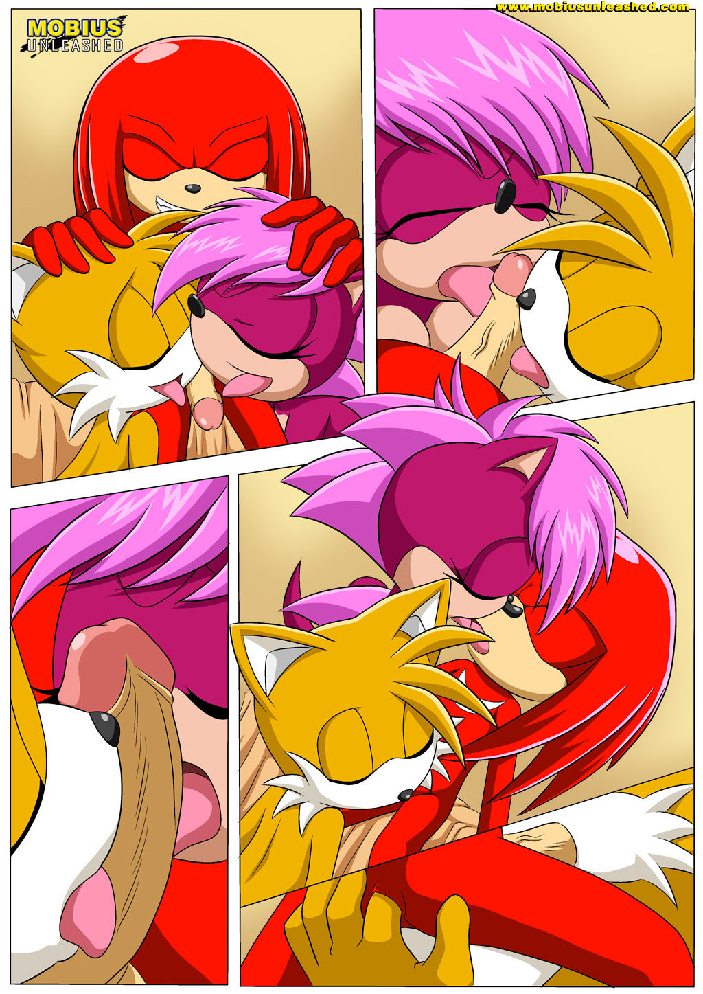 anal anal_fingering bbmbbf bisexual closed_eyes comic double_fellatio fellatio fingering hand_on_head hands_on_heads knuckles_the_echidna licking miles_"tails"_prower mobius_unleashed one_drink_too_many oral palcomix penis sega sonia_the_hedgehog sonic_(series) sonic_the_hedgehog_(series) sonic_underground
