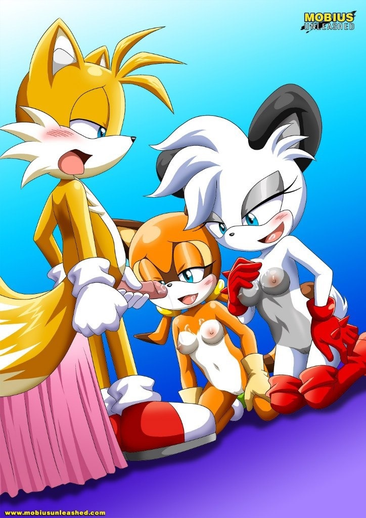 1boy 2girls archie_comics barby_koala bbmbbf female male marine_the_raccoon miles_"tails"_prower mobius_unleashed multiple_tails palcomix penis sega sonic_(series) sonic_the_hedgehog_(series) tail