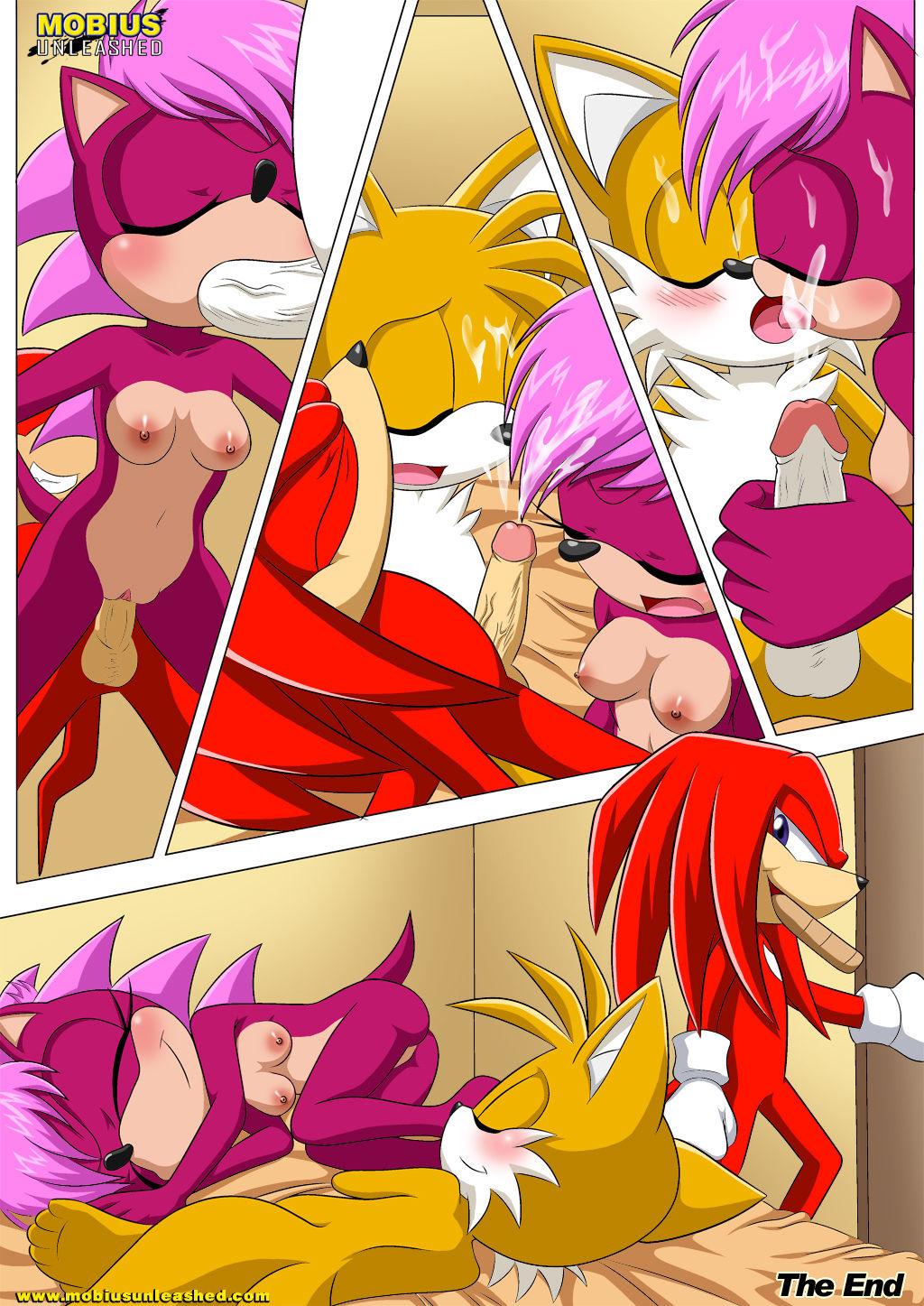 afterglow ass bbmbbf bed bisexual blush breasts cigar comic cum cum_on_face facial french_kiss handjob kissing knuckles_the_echidna miles_"tails"_prower mobius_unleashed multiple_tails nude one_drink_too_many palcomix pussy sega sleeping sonia_the_hedgehog sonic_(series) sonic_the_hedgehog_(series) sonic_underground spitroast tail