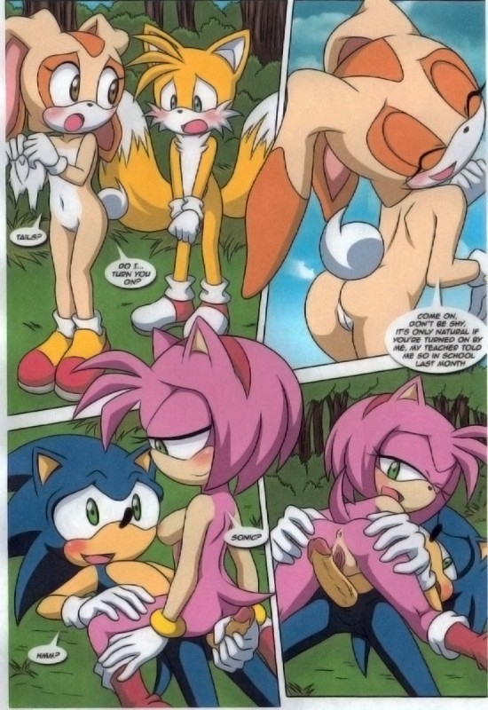 a_spawing_session amy_rose bbmbbf cream_the_rabbit miles_"tails"_prower mobius_unleashed multiple_tails palcomix palteam sega sonic_(series) sonic_the_hedgehog sonic_the_hedgehog_(series) tail