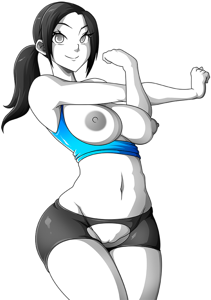 breasts_out breasts_out_of_clothes breasts_outside outstretched_arm png smile stretching super_smash_bros. transparent_background wii_fit wii_fit_trainer witchking00