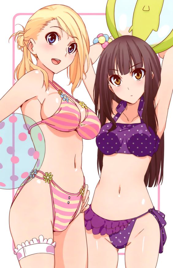 2_girls 2girls anime bikini character_request cute ecchi looking_at_viewer multiple_girls series_request