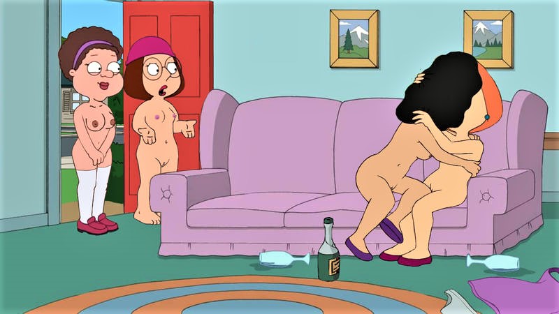 ass bonnie_swanson breasts erect_nipples family_guy glasses hat kissing lois_griffin meg_griffin nude shaved_pussy thighs yuri