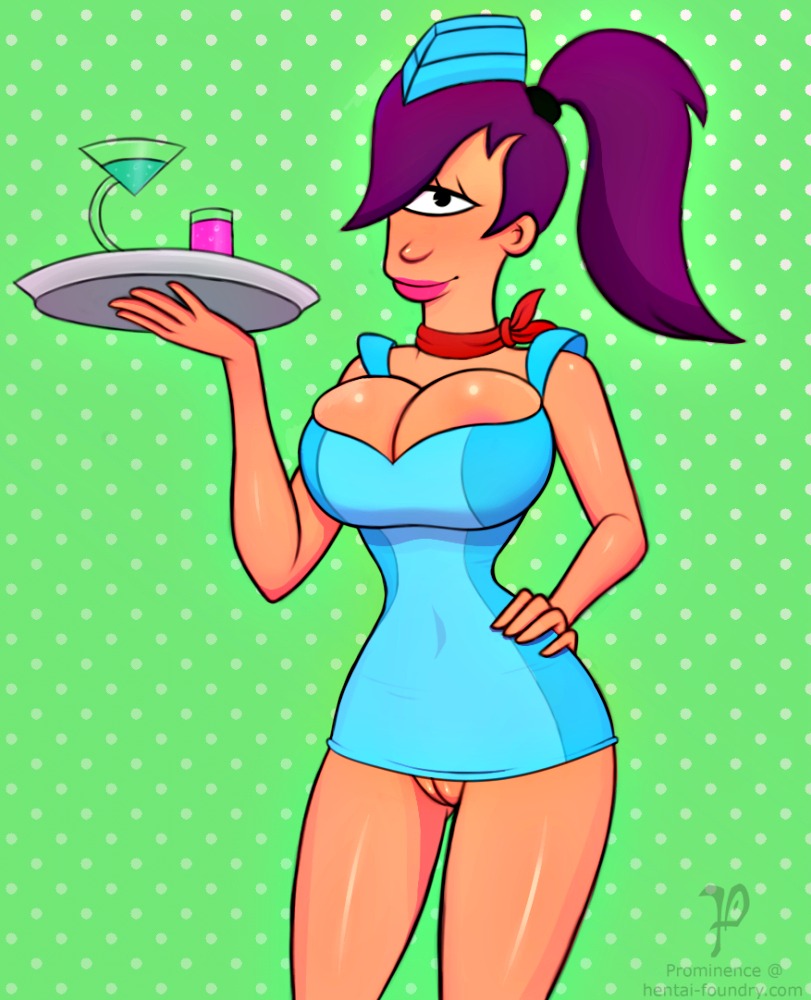 1girl big_breasts breasts dress female_only futurama prominence shaved_pussy thighs turanga_leela
