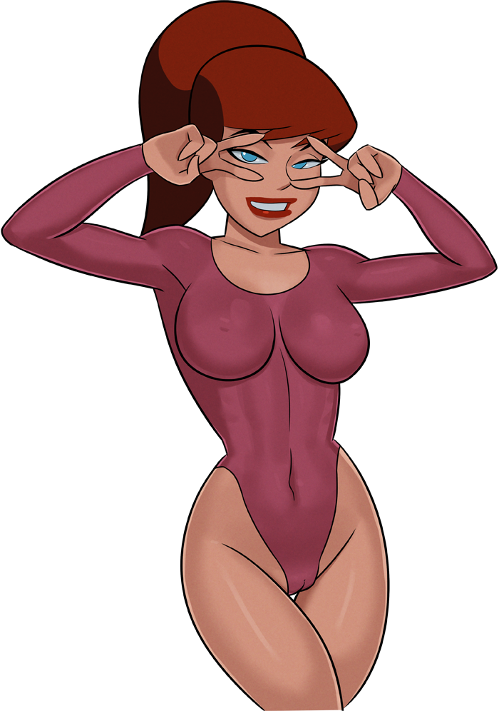 1girl barbara_gordon bare_shoulders batgirl batman_(series) batman_the_animated_series batusi big_breasts blue_eyes breasts cameltoe covered_breasts dc_comics dcau double_v double_v_over_eyes female_only highleg_leotard hips legs leotard lipstick long_hair looking_at_viewer nipples ponytail posing pussy red_hair red_lipstick redhead smiling sunsetriders7 thighs v v_over_eye
