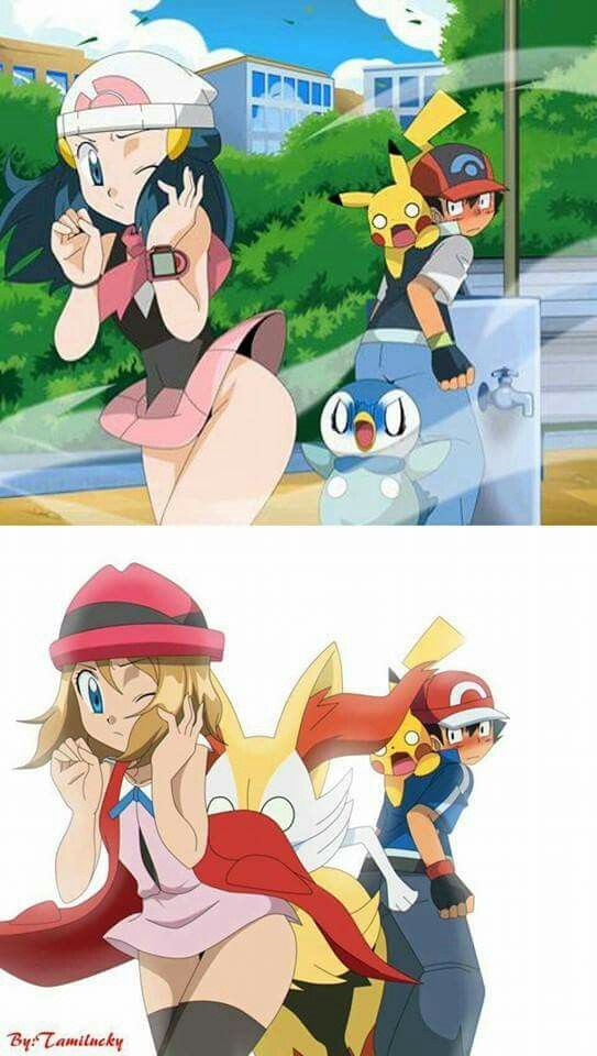 alternate_hair_style alternate_hairstyle artist_name ash_ketchum bench black_panties blonde blonde_hair blue_hair blush braixen city clothed clothed_female clothed_male dawn dawn_(pokemon) ecchi embarrassed looking_back non-nude o.o o_o one_eye_closed outside panties park park_bench pikachu piplup pokemon pokemon_(anime) pokemon_dppt pokemon_xy satoshi_(pokemon) serena serena_(pokemon) shocked short_hair simple_background skirt_lift surprised tamilucky white_background wind_blow wind_blowing wind_lift