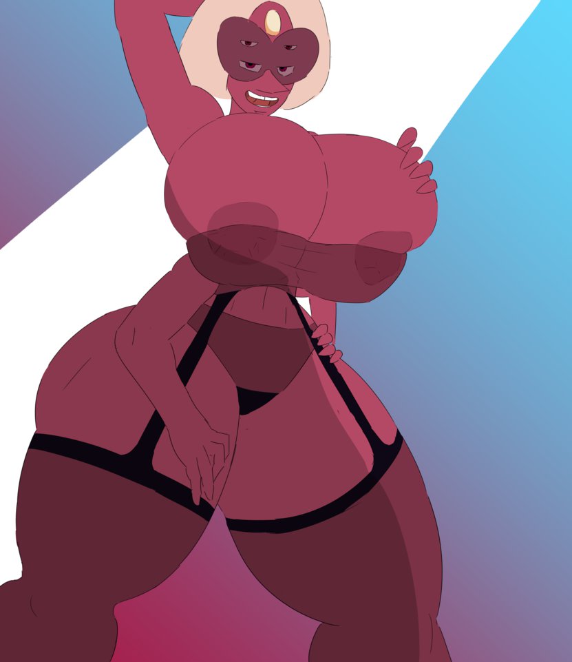 5h4m3l355 big_ass big_breasts breasts cartoon_network dat_ass fat_ass huge_breasts lingerie sardonyx_(steven_universe) smile steven_universe stockings thicc wide_hips
