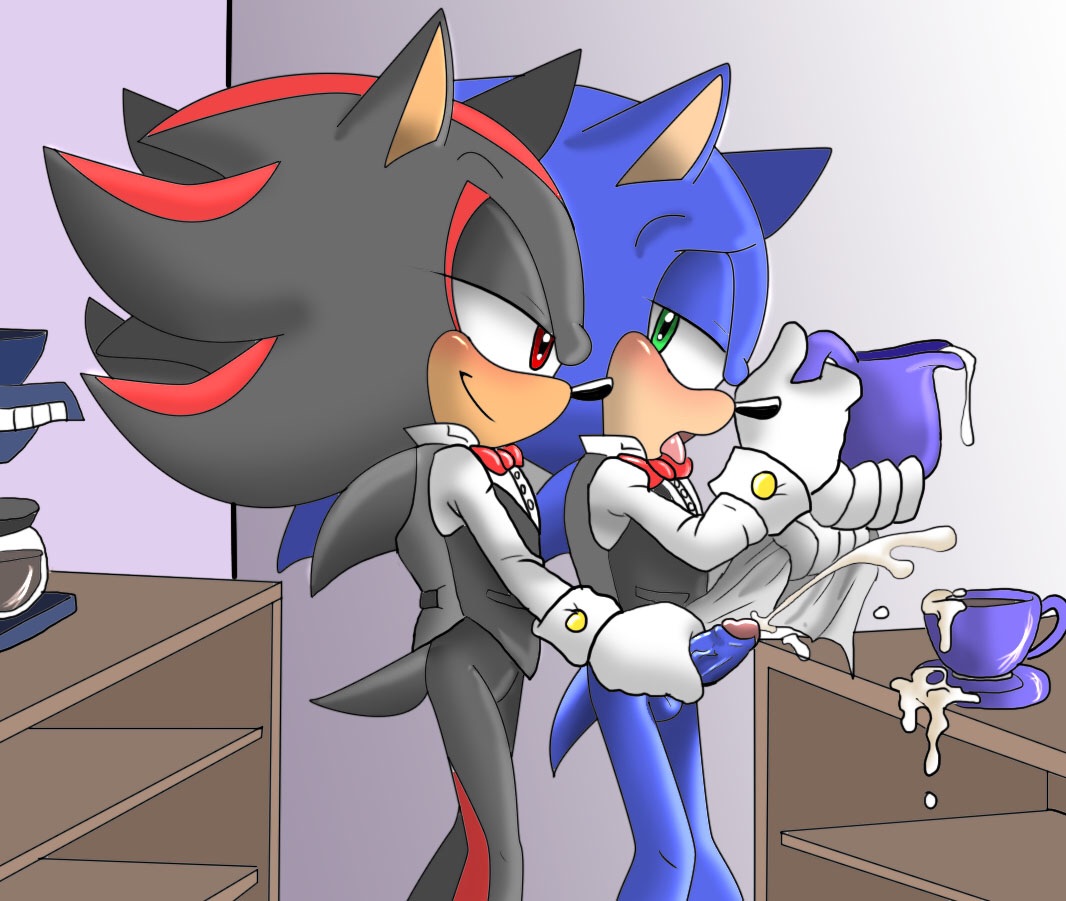 angelofhapiness anthro barrista beverage blush bow_tie coffee coffee_maker_(object) cum cum_as_food cumshot ejaculation erection furry green_eyes handjob hedgehog male male/male mammal milk open_mouth orgasm penis red_eyes sega sex shadow_the_hedgehog smile sonic_the_hedgehog testicles tongue tongue_out vein veiny_penis