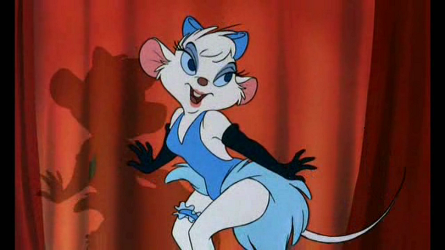 1girl anthro anthro_mouse blue_leotard dancer_outfit disney female female_anthro female_anthro_mouse female_only furry gloves leotard long_gloves mammal miss_kitty_mouse mouse mouse_ears mouse_tail non-nude rodent solo tail the_great_mouse_detective thigh_band white_fur