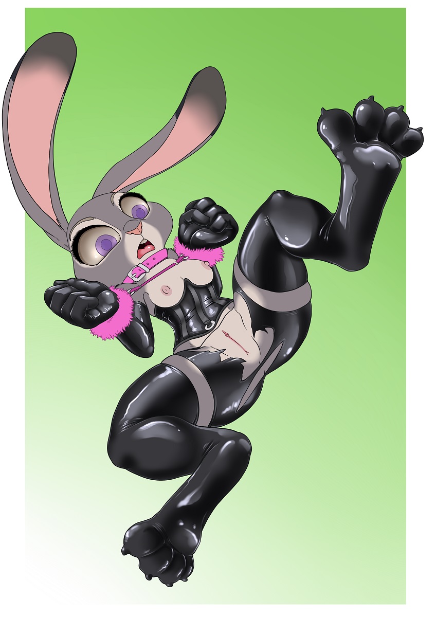 1girl 1girl 2017 anthro areola armpits breasts clitoris clothing corset disney elbow_gloves erect_nipples furry gloves high_res judy_hopps kandlin lagomorph legwear lingerie mammal nipples open_mouth presenting presenting_pussy pussy rabbit rubber spread_legs spreading stockings torn_clothing zootopia